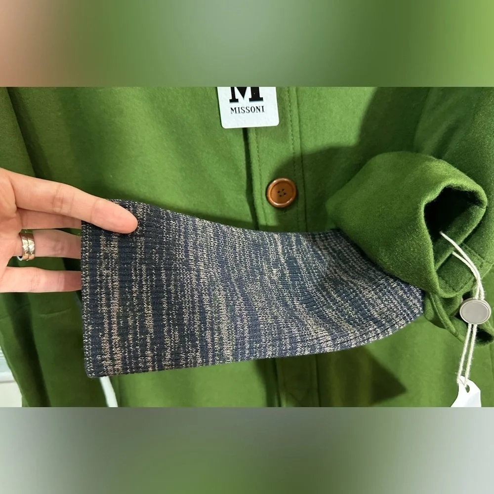 NWT M Missoni Fleeced Wool Blend Green Long Sleeve Jumpsuit IT 40 (US 4) - Picture 9 of 14